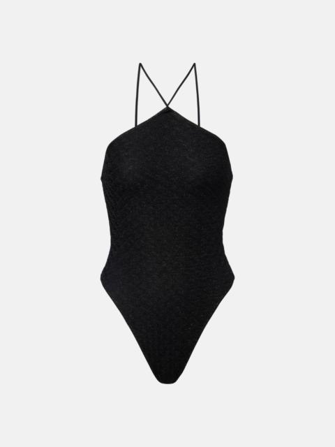 Missoni Zigzag cutout lamé swimsuit
