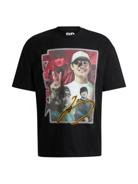 HUGO COTTON-JERSEY FANWEAR T-SHIRT WITH SPECIAL ARTWORK AND BRANDING