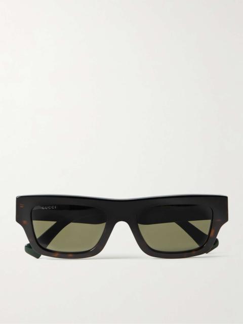 Rectangular-Frame Tortoiseshell Acetate Sunglasses