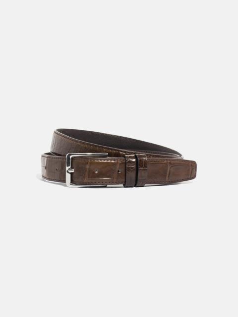 J. PRESS MADE IN USA CHOCOLATE BROWN CROCODILE BELT