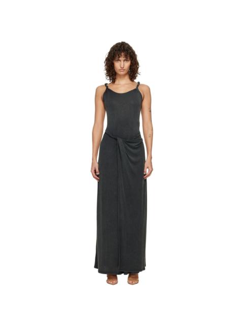 Diesel Gray Jersey Twisted Details Maxi Dress
