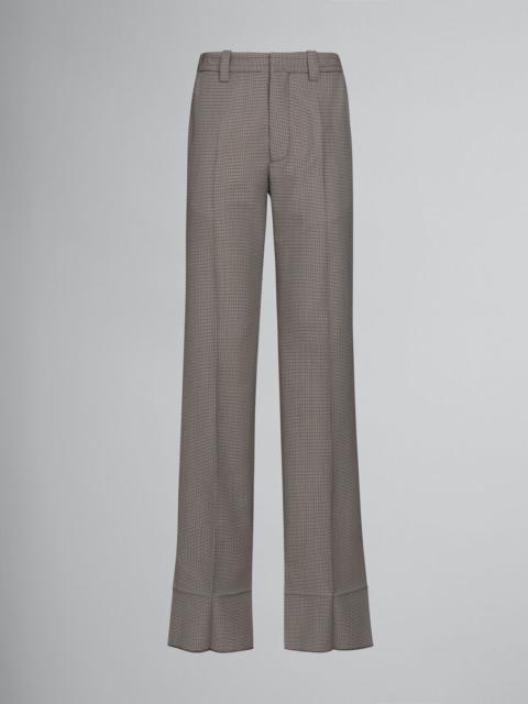 Marni GREY AND RED HOUNDSTOOTH CHECK WOOL TROUSERS