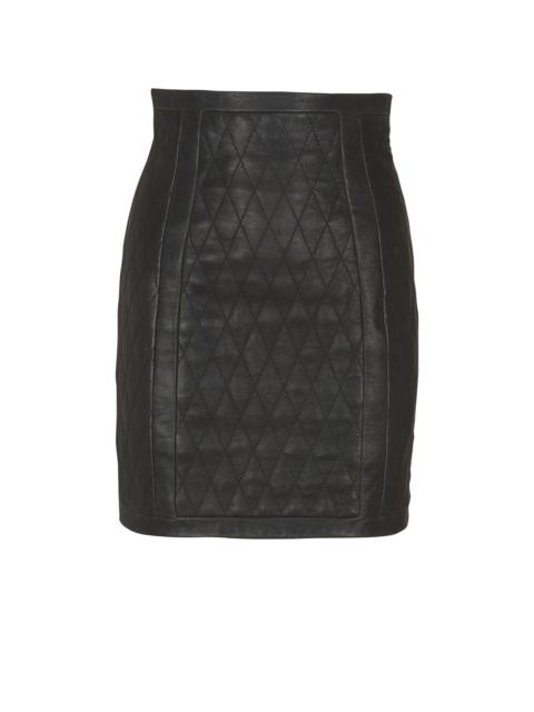 Balmain Quilted lambskin skirt with diamond motif