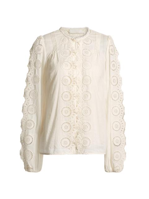 Zimmermann Women's Lucky Embroidered Cotton Blouse - Ivory