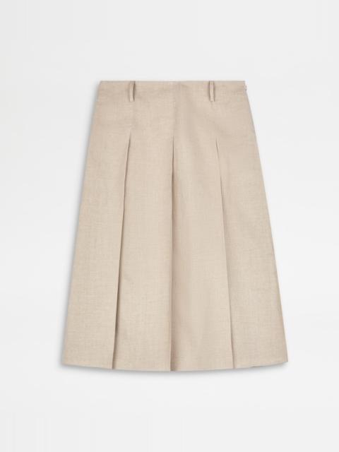 Tod's SKIRT IN LINEN - BEIGE