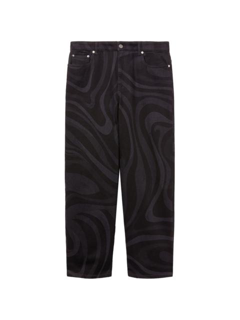 PUCCI Marmo-print denim straight-leg trouser