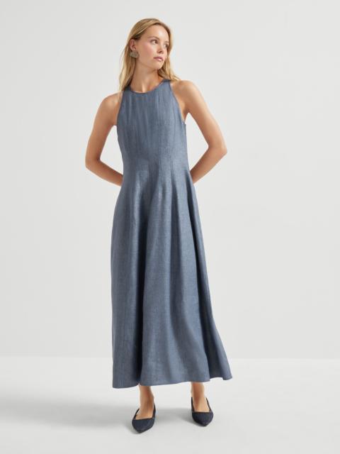 Brunello Cucinelli Linen and virgin wool sparkling twill dress