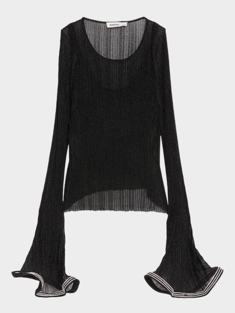 SIMKHAI Maebry Long-Sleeve Rib-Knit Top