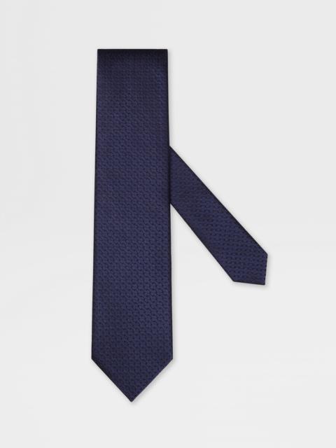 ZEGNA DARK BLUE SILK MACROARMATURE TIE