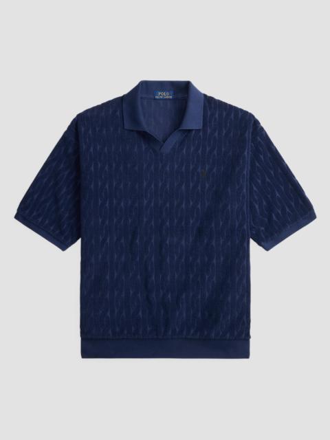 Polo Ralph Lauren Men's Cable-Knit Terry Collared Shirt - Newport Navy