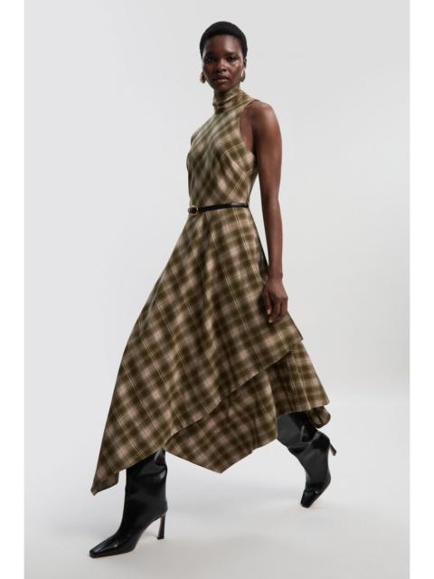 KAREN MILLEN Tailored Check Belted Full Midi Dress