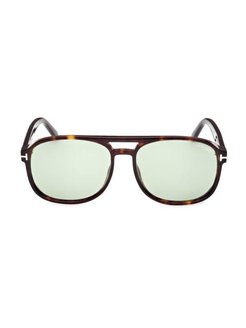 TOM FORD Men's Rosco 58MM Square Sunglasses - Havana Green