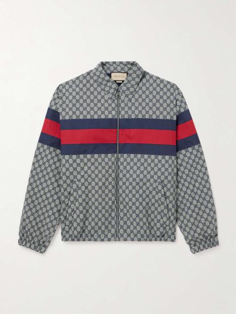GUCCI Shell-Trimmed Logo-Print Cotton-Poplin Blouson Jacket