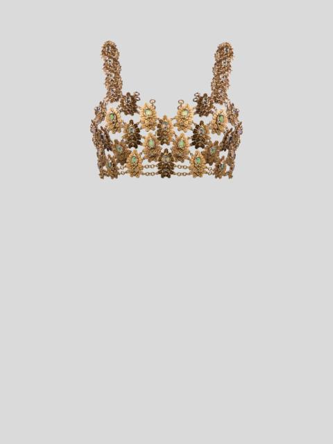 Etro SEE-THROUGH METAL CROP TOP WITH CRYSTALS