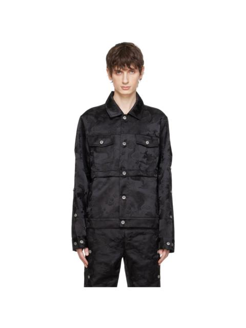FENG CHEN WANG Black Dragon Jacquard Convertible Jacket
