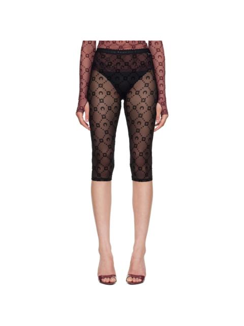 Marine Serre Black Moonogram Mesh Flock Capri Leggings