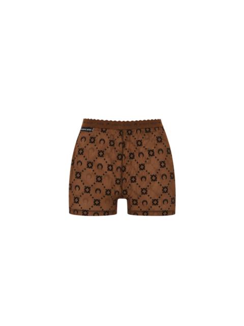 Marine Serre MOONOGRAM MESH FLOCK BIKER SHORTS