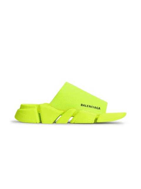 BALENCIAGA Men's Speed 2.0 Recycled Knit Slide Sandal in Fluo Yellow