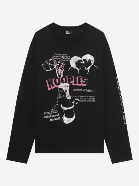 The Kooples LONG-SLEEVED T-SHIRT WITH BLACK SCREEN PRINTING
