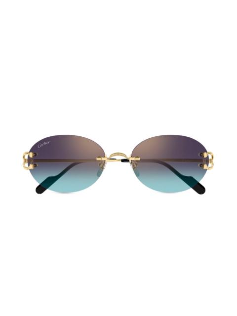 Cartier Women's C Decor 55MM 24K-Gold-Plated Oval Sunglasses - Gold Blue