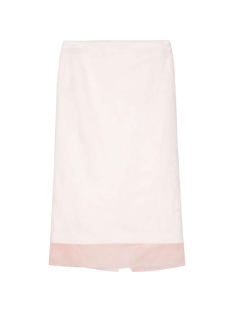 layered-design silk skirt