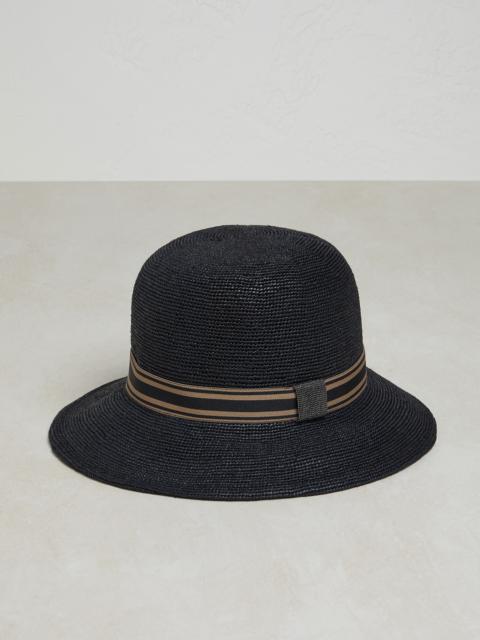 Brunello Cucinelli Straw hat with striped band and monile