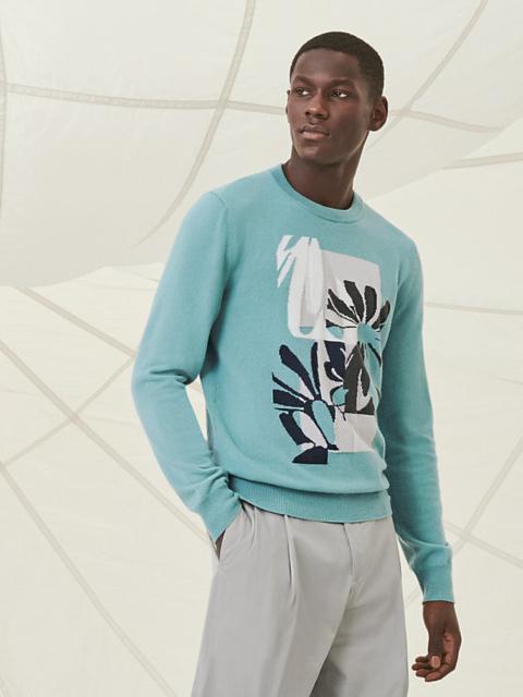 Hermès "Puzzle Floral" cashmere crewneck sweater