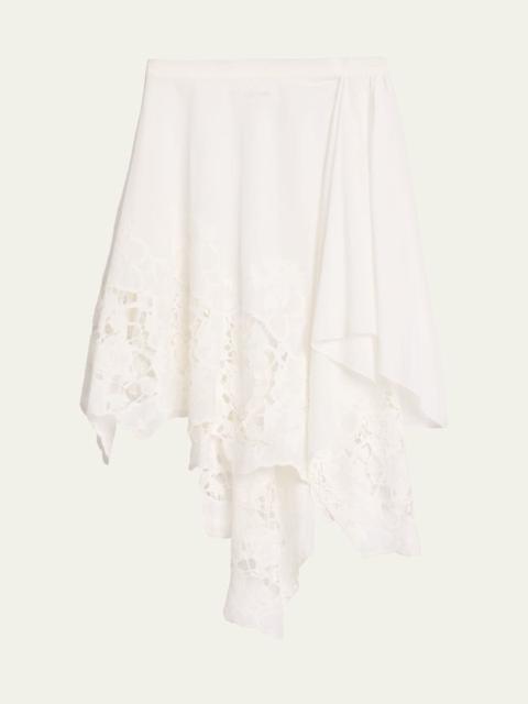 RONNY KOBO Ashley Embroidered Asymmetric Cotton Skirt