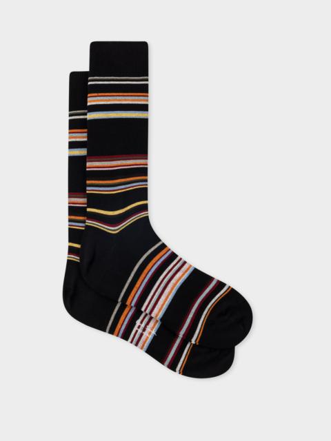 Black Spaced 'Signature Stripe' Socks