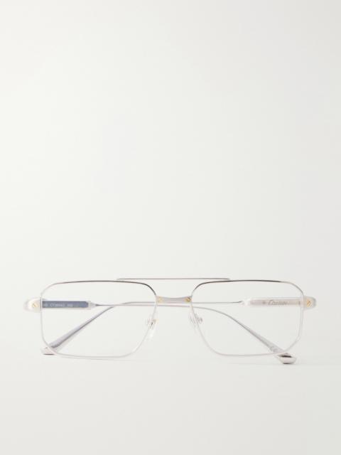 Cartier Santos de Cartier Aviator-Style Silver-Tone Glasses
