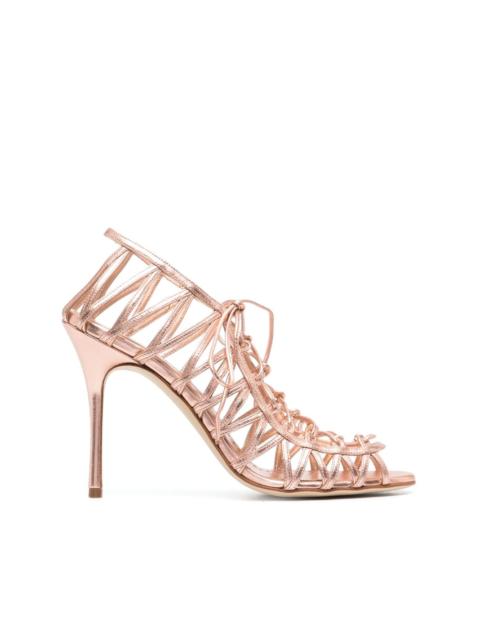 metallic-effect lace-up sandals