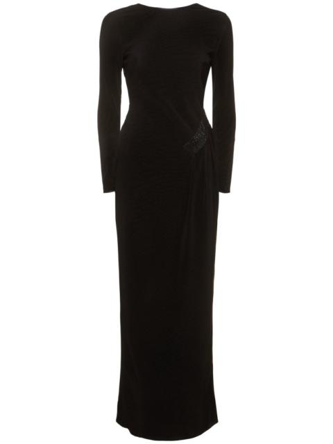 GIORGIO ARMANI Vertical plissé jersey long dress