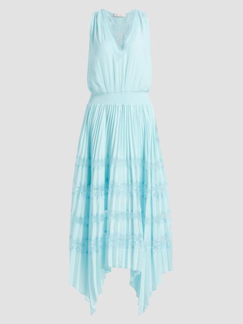 RAMY BROOK Women's Roselyn Pleated Lace-Trim Midi Dress - Blue Breeze