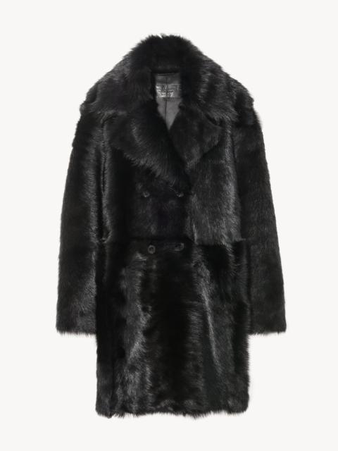 NILI LOTAN FAUSTINE DOUBLE BREASTED SHEARLING COAT