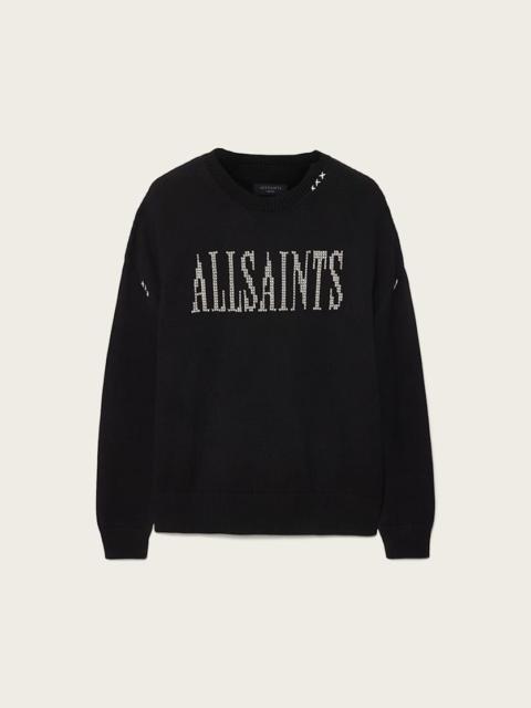 ALLSAINTS CROSSED OVERSIZED CREW NECK EMBROIDERED SWEATER