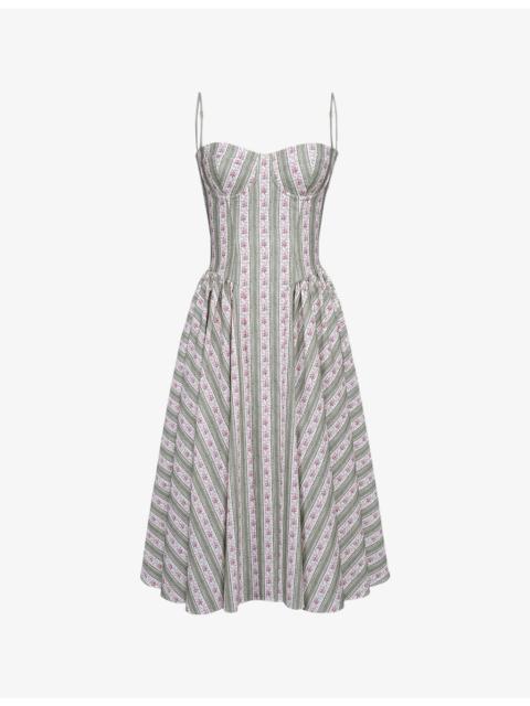 House of CB Mya Floral-Print Stretch-Cotton Midi Dress