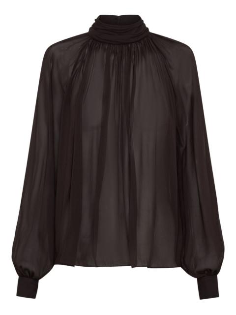 NICHOLAS Solene high-neck balloon-sleeve top