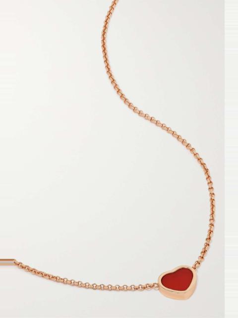 My Happy Hearts 18-karat rose gold carnelian necklace