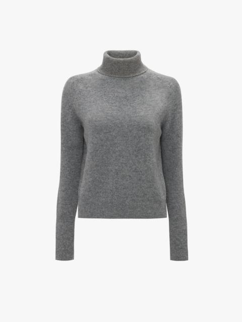 Victoria Beckham Polo Neck Jumper In Grey Melange