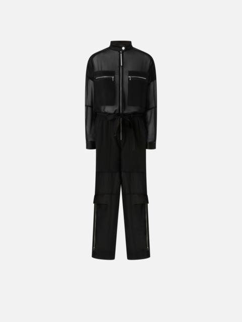 PINKO CARGO JUMPSUIT IN GEORGETTE AND SHINY SATIN