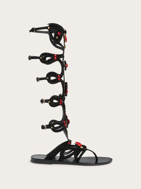 PUCCI BLACK EMBELLISHED GLADIATOR SANDALS