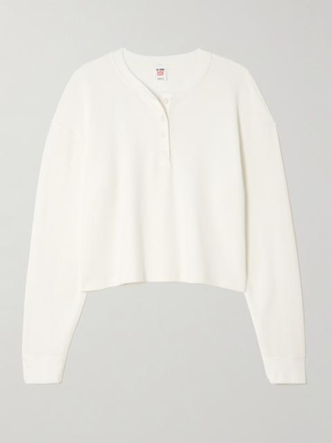 RE/DONE + Hanes Waffle-knit Stretch-modal And Cotton-blend Henley Top