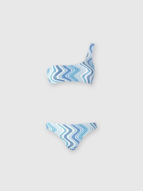 Missoni One-shoulder viscose blend chevron bikini with lurex