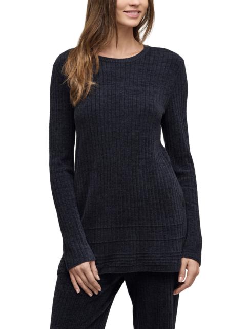 Barefoot Dreams barefoot dreams CozyChic® Ultra Lite® Textured Ribbed Button Sweater in Black