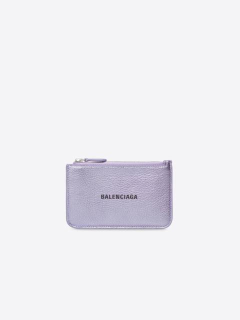 BALENCIAGA Women's Cash Large Long Coin And Card Holder Metallized in Purple