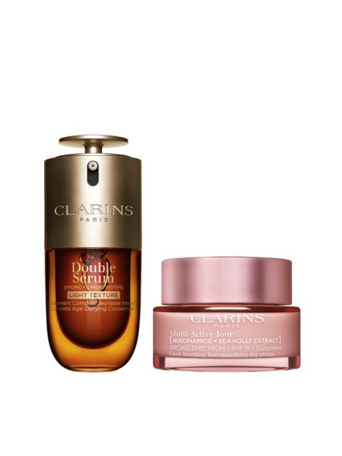 CLARINS Multi-Active Set with SPF | 1 Oz. Double Serum Light and Multi-Active Day Cream With SPF | Anti-Agi