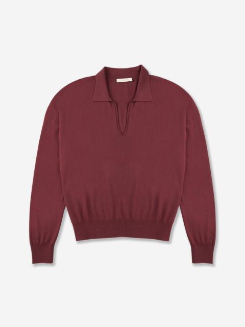 SLOWEAR Wide fit V neck polo shirt in Flexwool