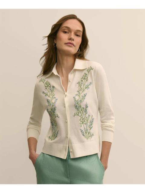 Brooks Brothers Supima® Cotton Embroidered Cardigan