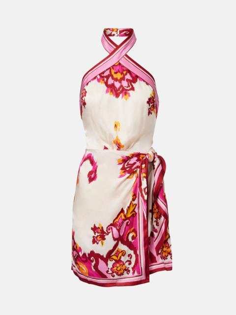 Poupette St Barth Manon printed satin minidress