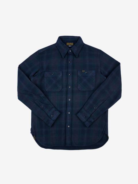 IHSH-342-OD Ultra Heavy Flannel Crazy Check Work Shirt - Navy Overdyed Black